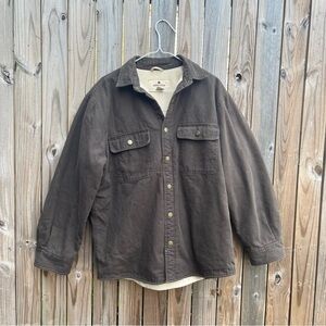 Woolrich Dark Brown Sherpa-Lined button up shirt Jacket